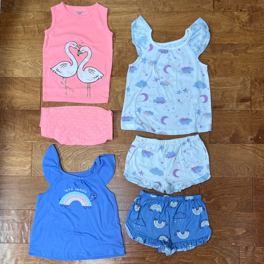Toddler Girls Carters Sleeveless 2-Piece Pajama Sets - 4T - Neon Pink Flamingos